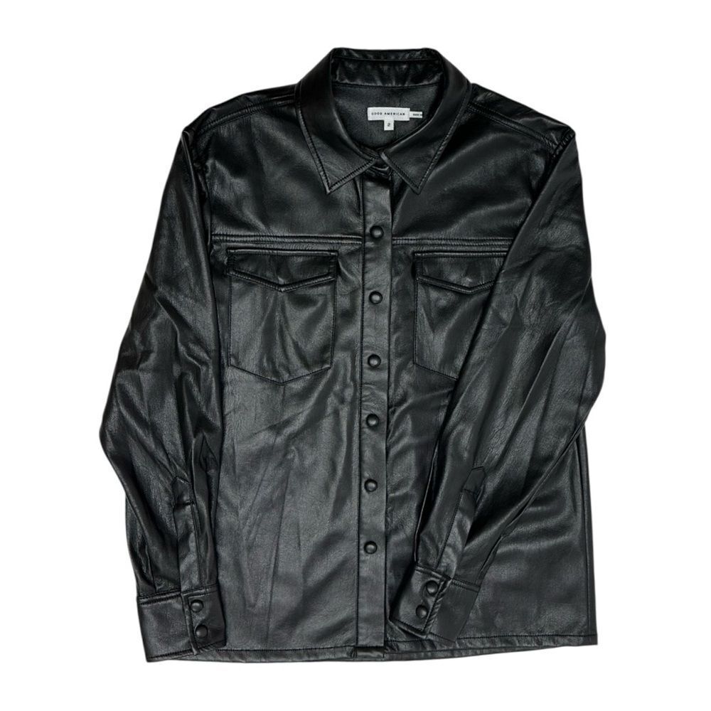 GOOD AMERICAN Better Than Leather Shirt Jacket - Picture 2 of 3